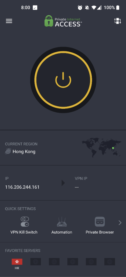Private Internet Access VPN android app