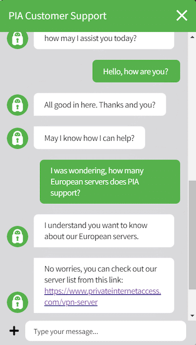 Private Internet Access interaction