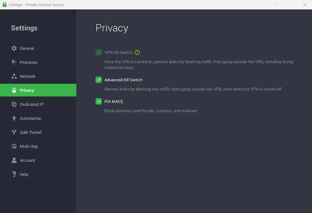 Private Internet Access privacy