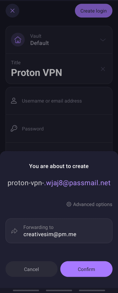 Proton Pass email aliases