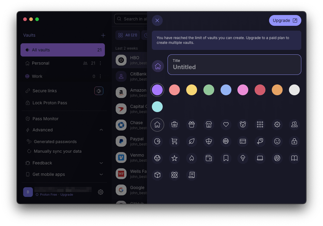 Proton Pass new vault