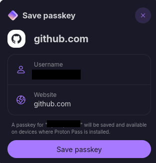 Proton Pass passkeys