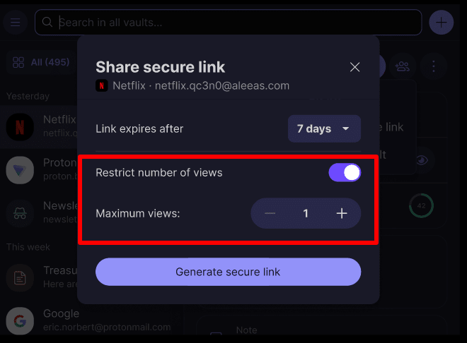 Proton Pass secure link