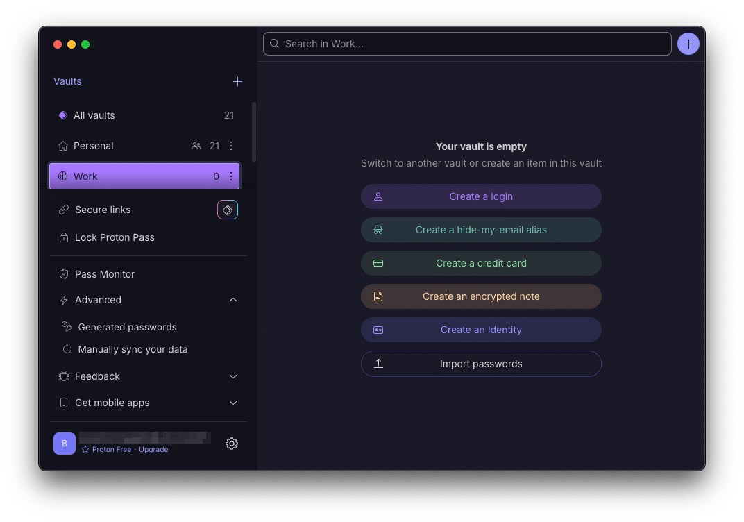 Proton type of credentials