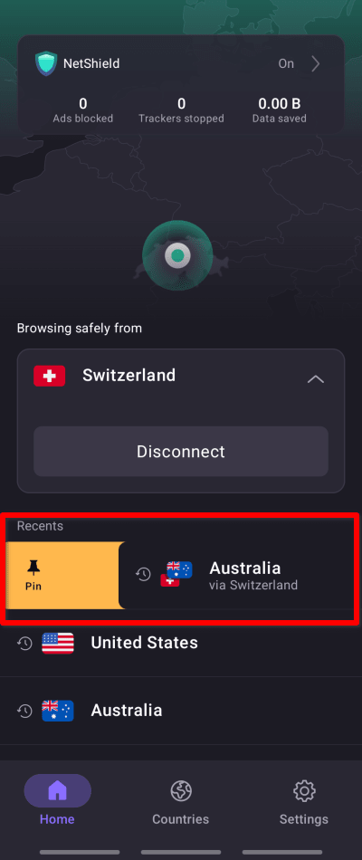Proton VPN android pin server