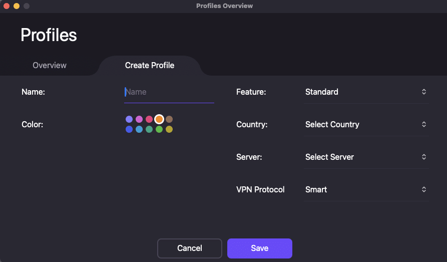 Proton VPN create profile