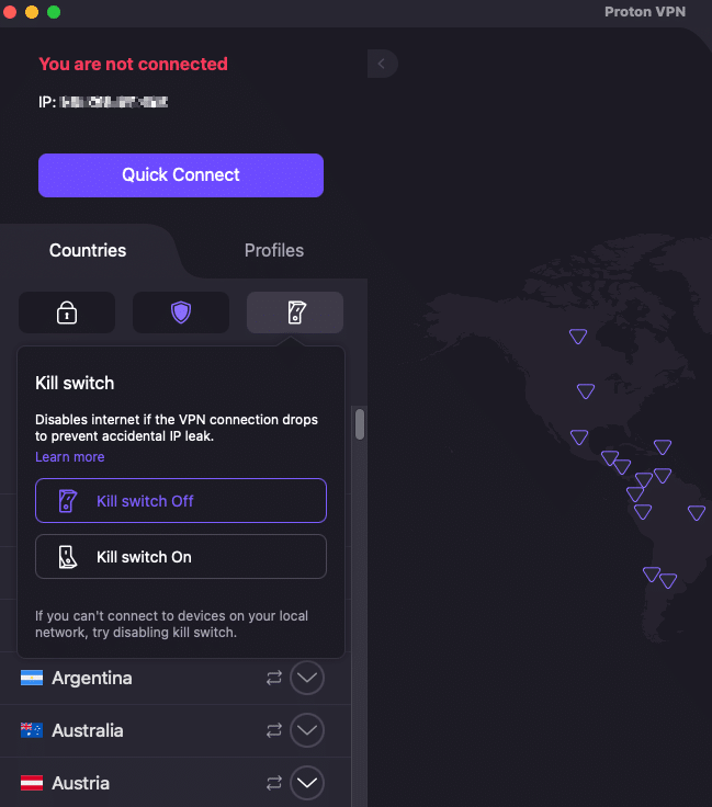 Proton VPN kill switch