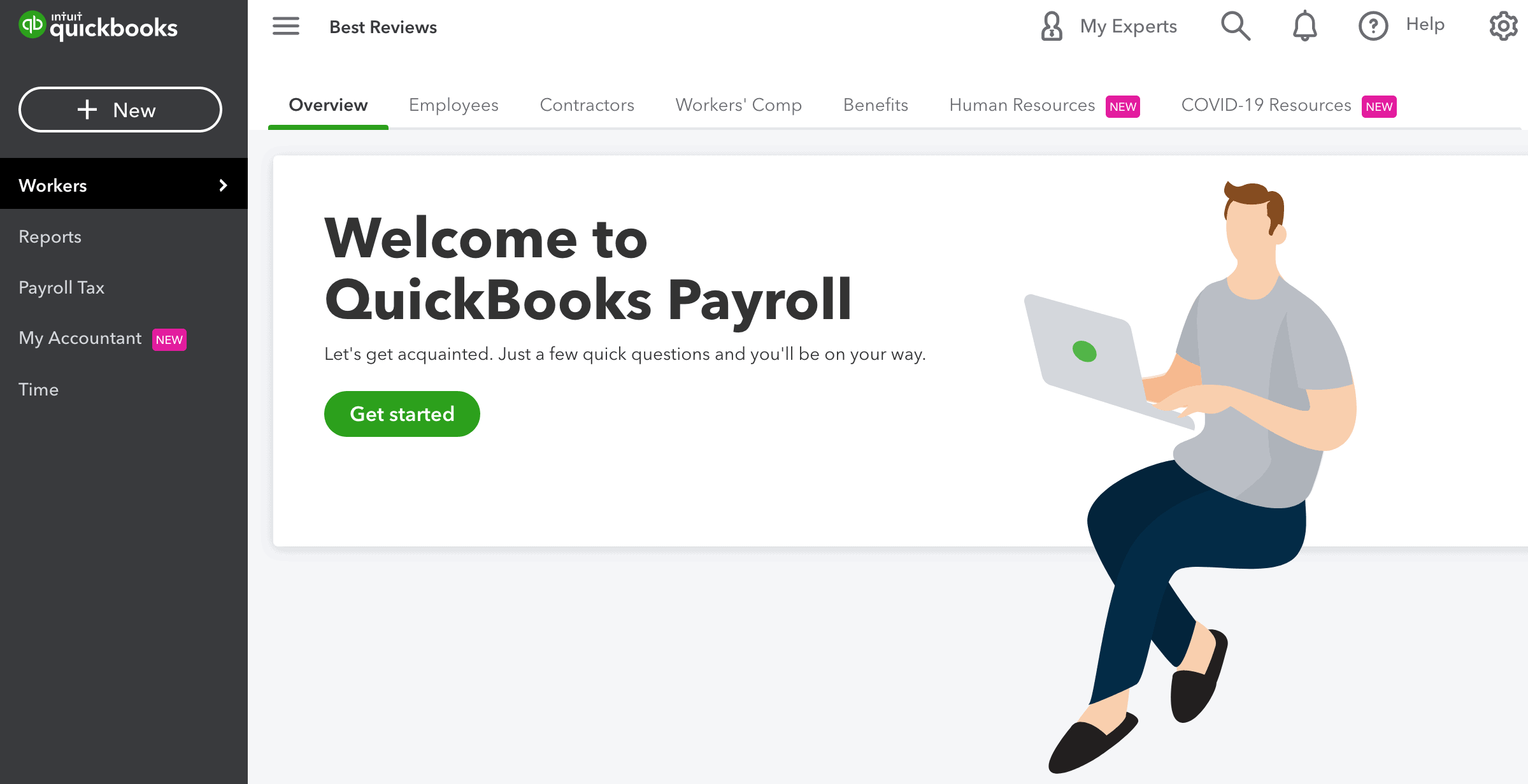 QuickBooks dashboard