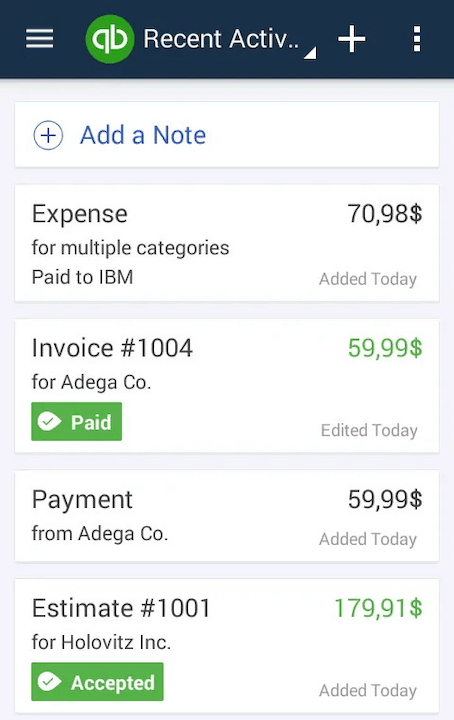 QuickBooks mobile app