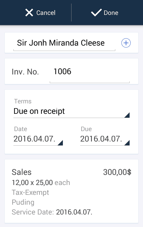 Invoicing in QuickBooks online app