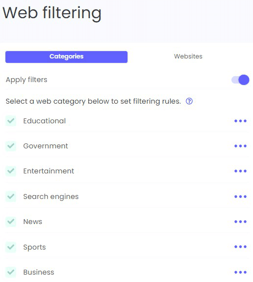 Qustodio web filtering