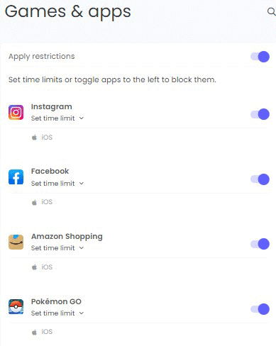 Qustodio games and apps