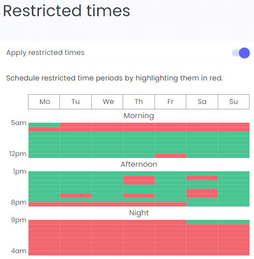 Qustodio restricted times