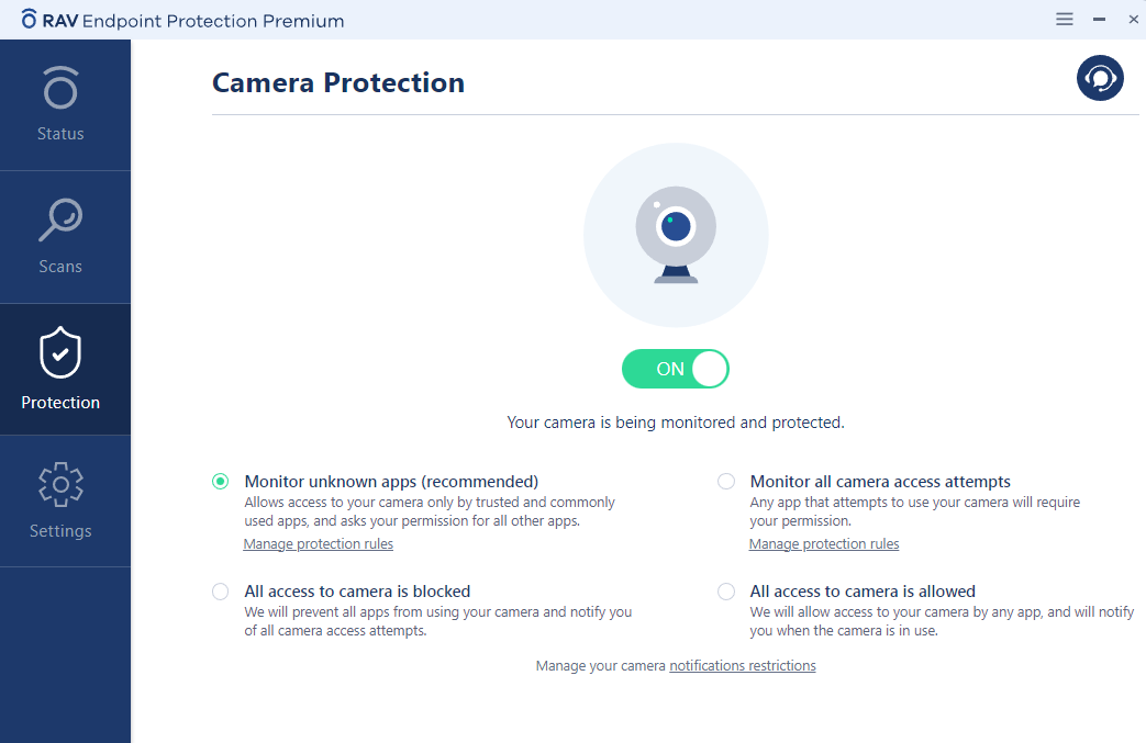 RAV Endpoint Protection camera protection