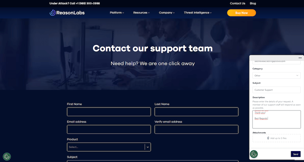 RAV Endpoint Protection contact form
