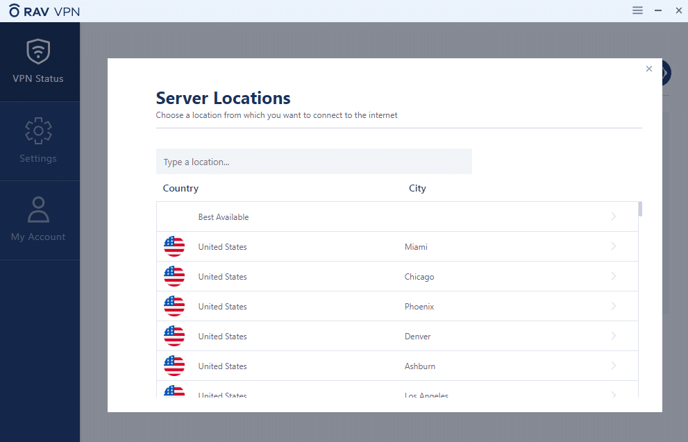 RAV Endpoint Protection VPN