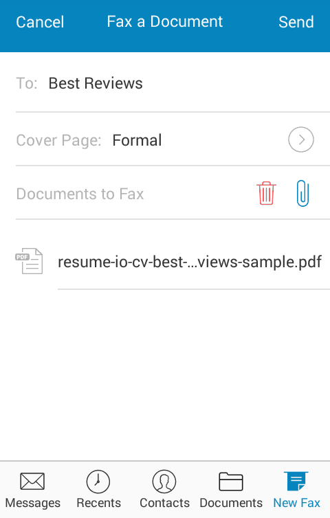 Creating a fax in the app