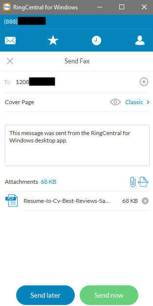 Ringcentral fax desktop fax composer
