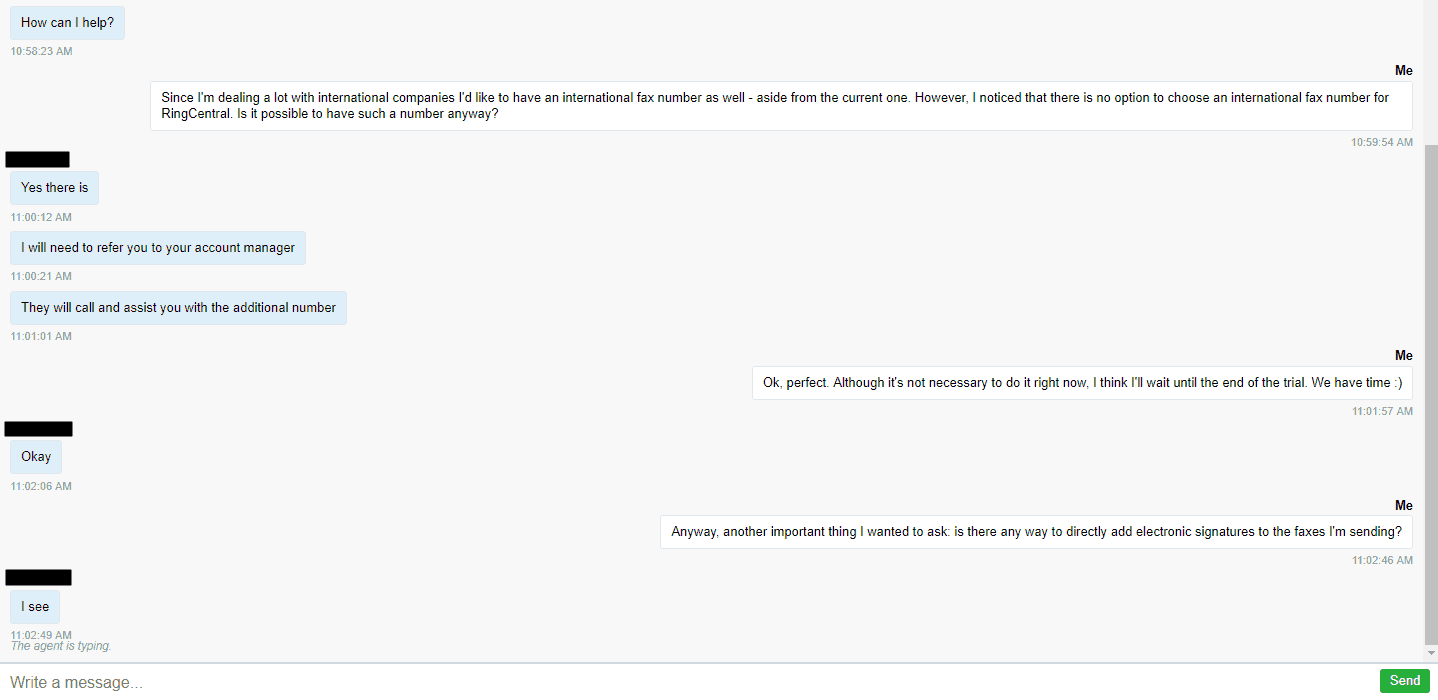 Ringcentral fax support live chat
