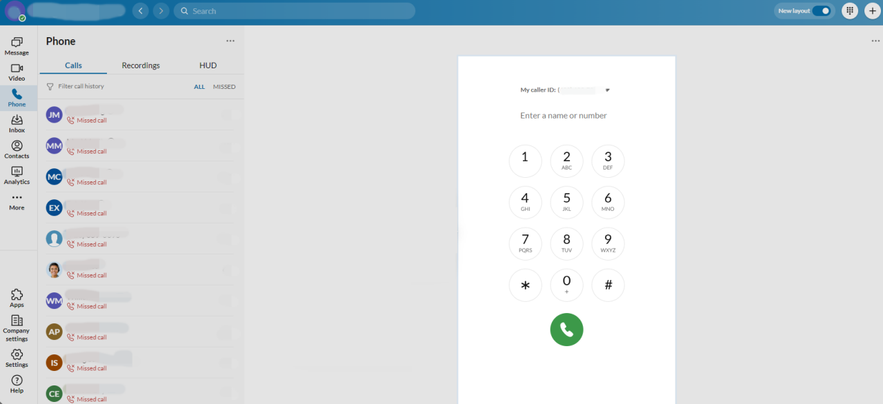 RingCentral interface