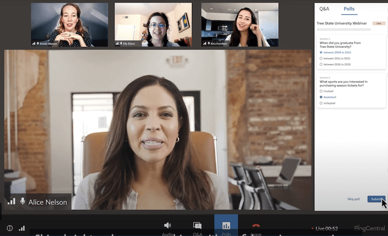 RingCentral Webinar polls