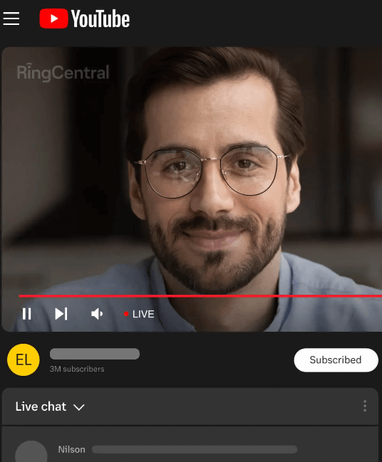 RingCentral Webinar youtube streaming