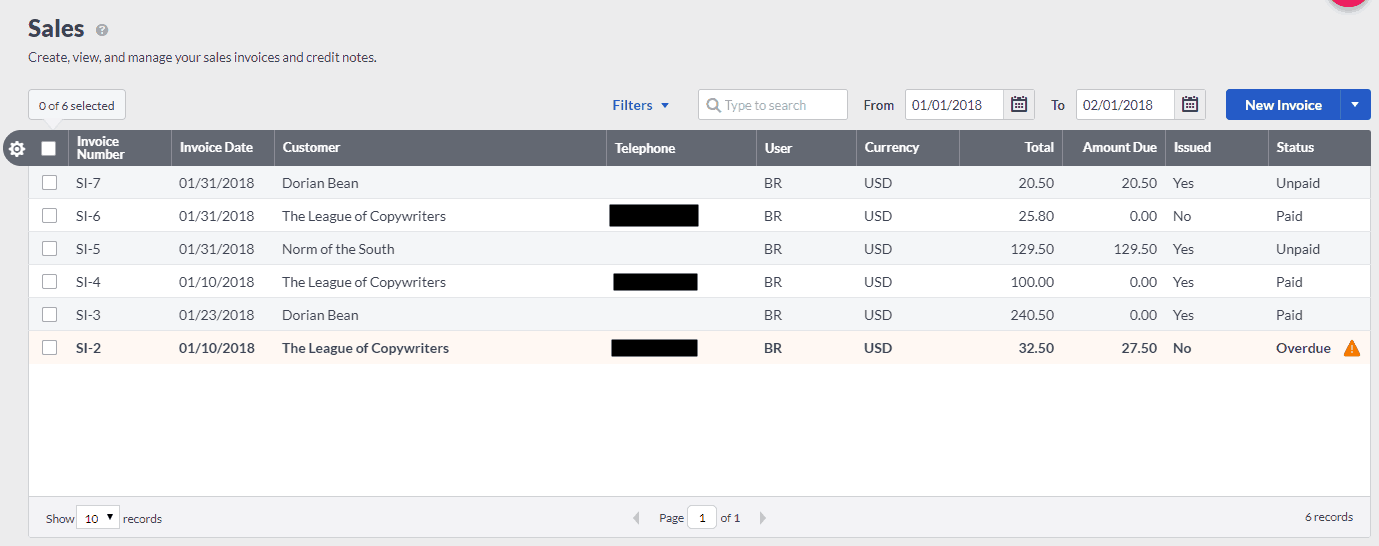 Invoicing in Sage One