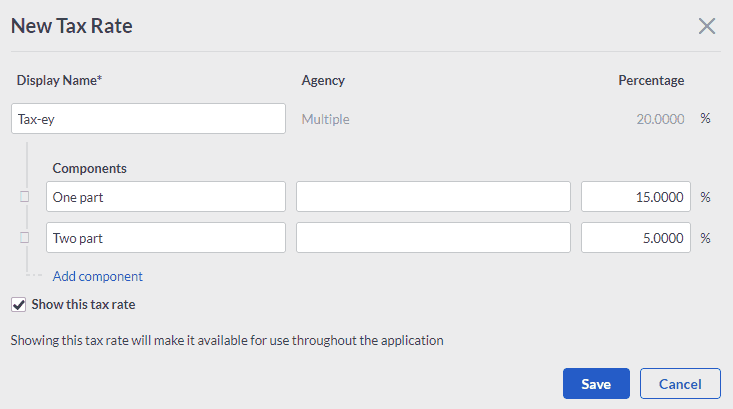 Setting up tax rates in Sage One