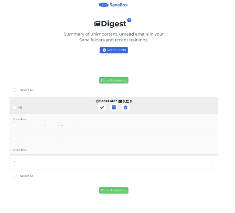 Reviewing SaneBox's digest reports