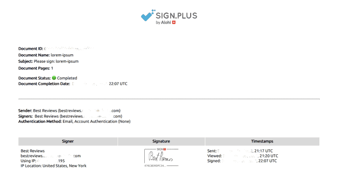 SIGN.PLUS completion certificate