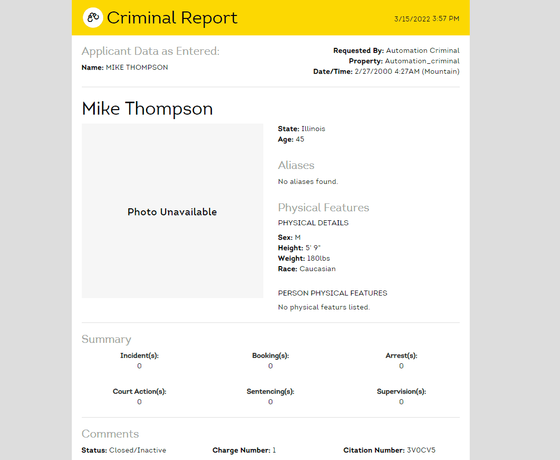 SmartMove criminal report