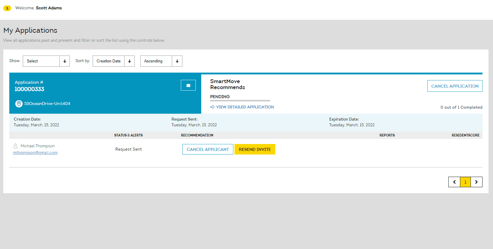 SmartMove screening request