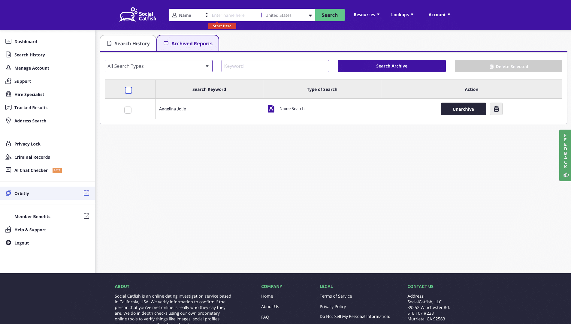 Social Catfish Archived Reports