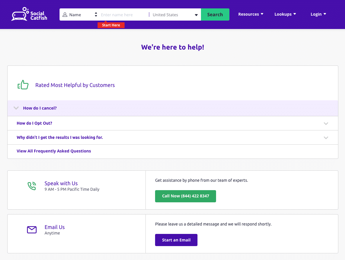 Social Catfish Contacts