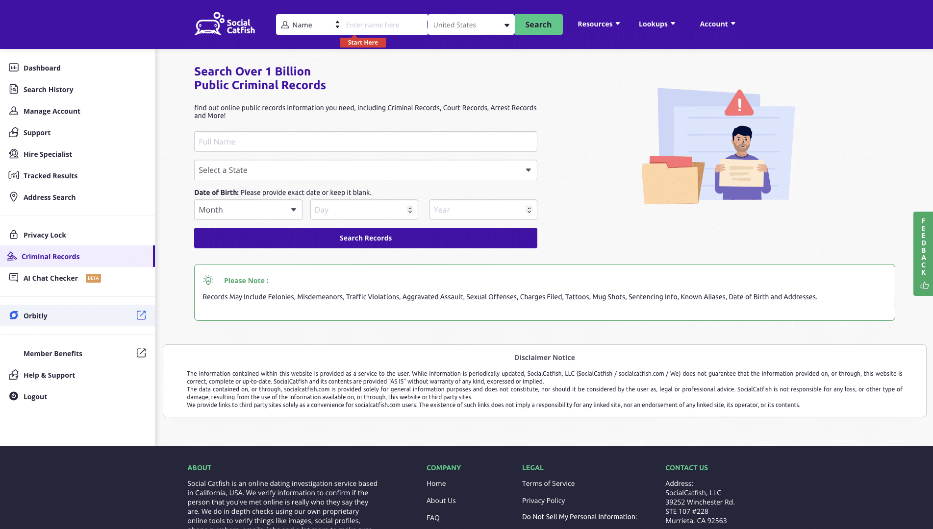 Social Catfish Criminal Record Search