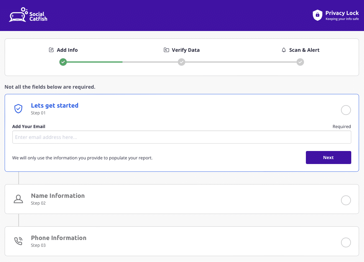 Social Catfish Privacy Lock