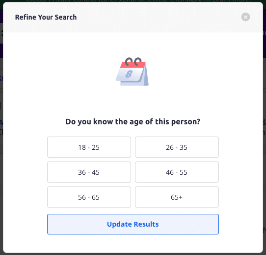Social Catfish Refine Search by Age