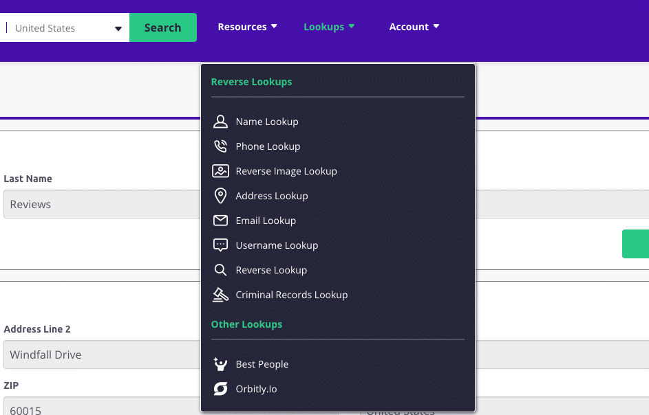 Social catfish search lookups