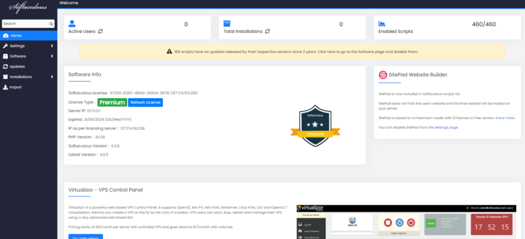 SPanel one-click installer