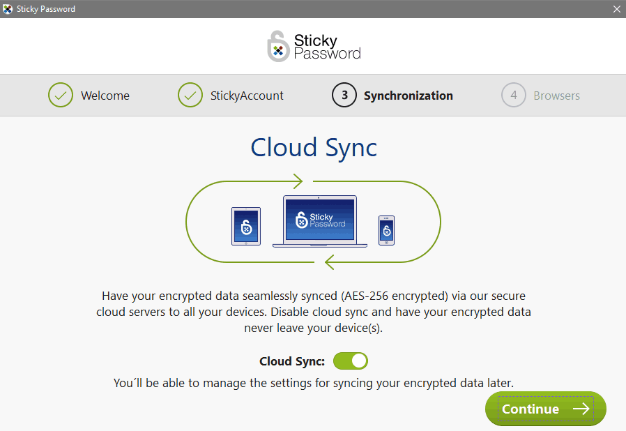 Sticky password setup