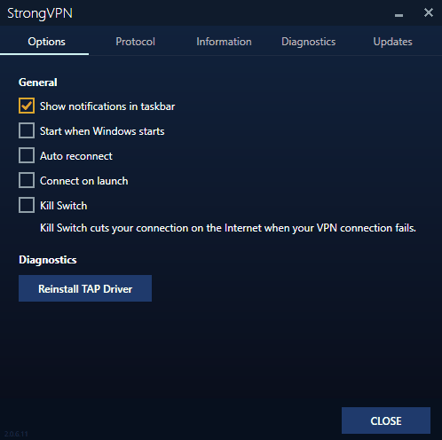 StrongVPN options