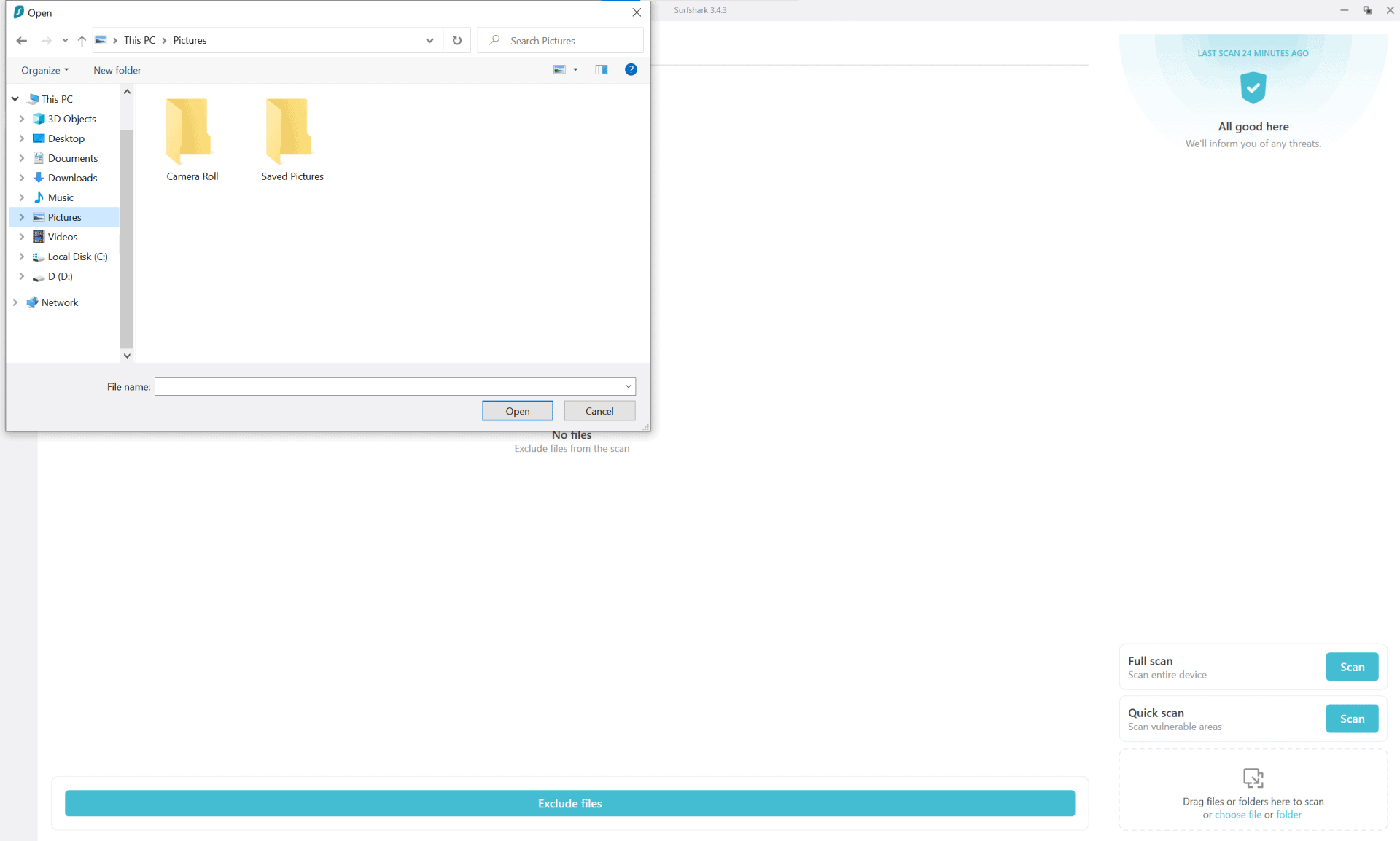 Surfshark One antivirus exclusions