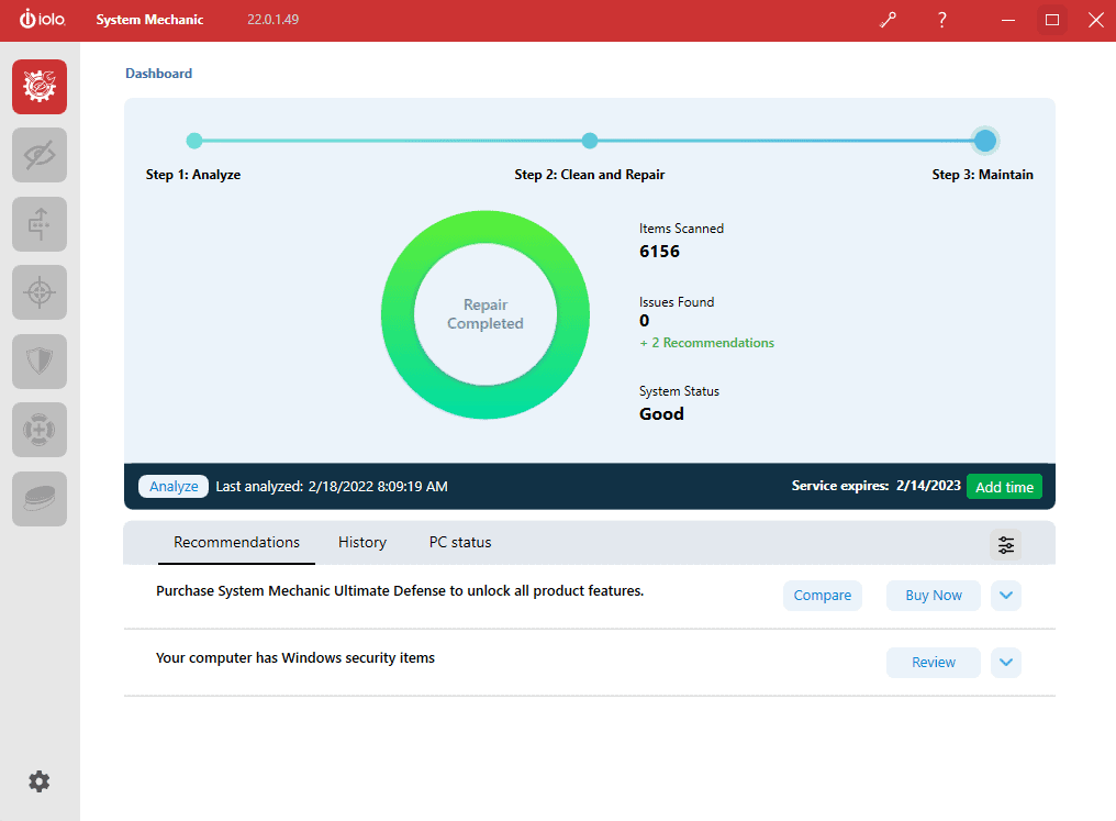 System Mechanic repair
