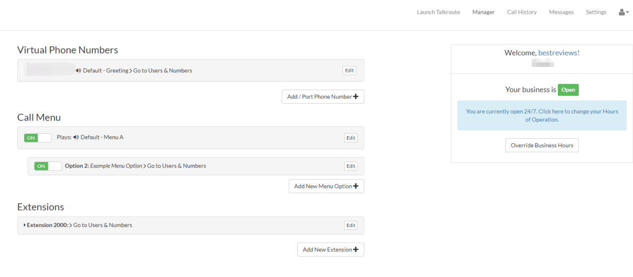 Talkroute browser dashboard