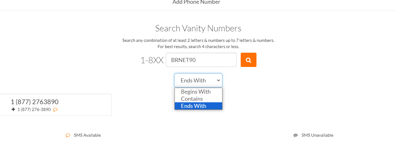 Talkroute vanity number