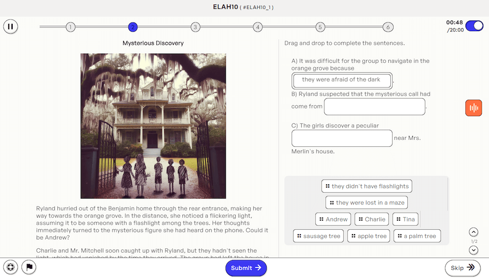 Thinkster reading activity