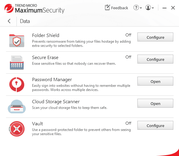 Trend Micro Maximum Security data protection