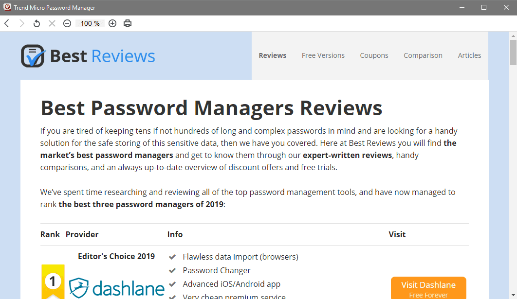 Trend Micro's safe browser