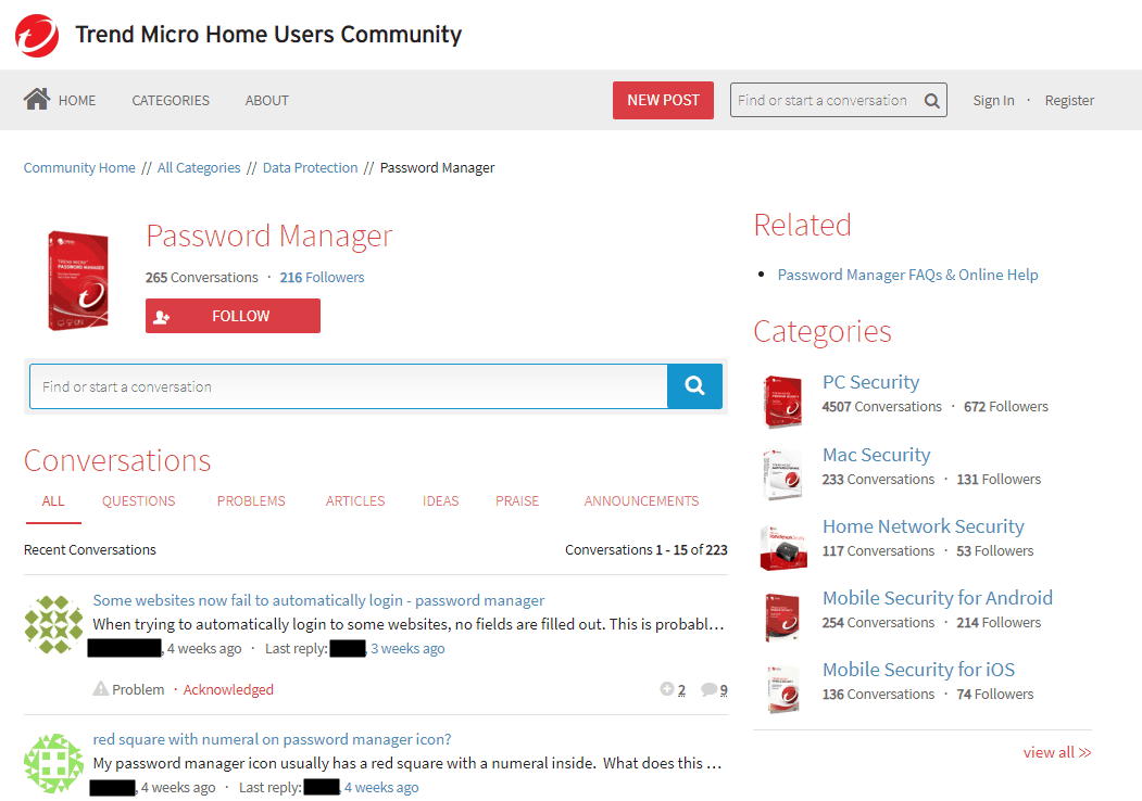 Trend Micro's forums