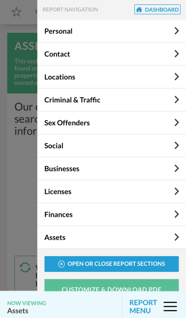 TruthFinder report on mobile
